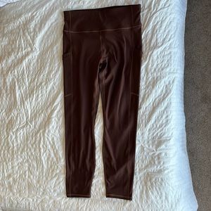 Brown High-Waisted Fabletics legging with pockets (NWT)